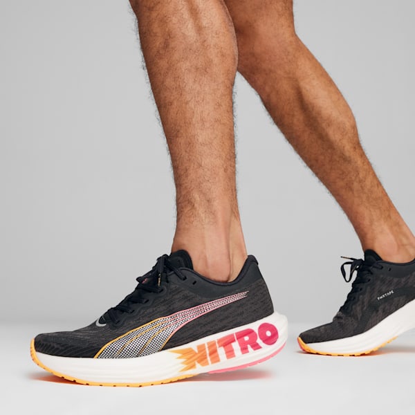 Tenis de running para hombre Deviate NITRO™ 2, PUMA Black-Sun Stream-Sunset Glow, extralarge